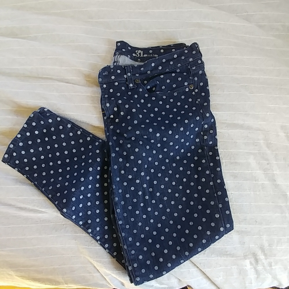 Jcrew polka dot skinny pencil Jean size 31